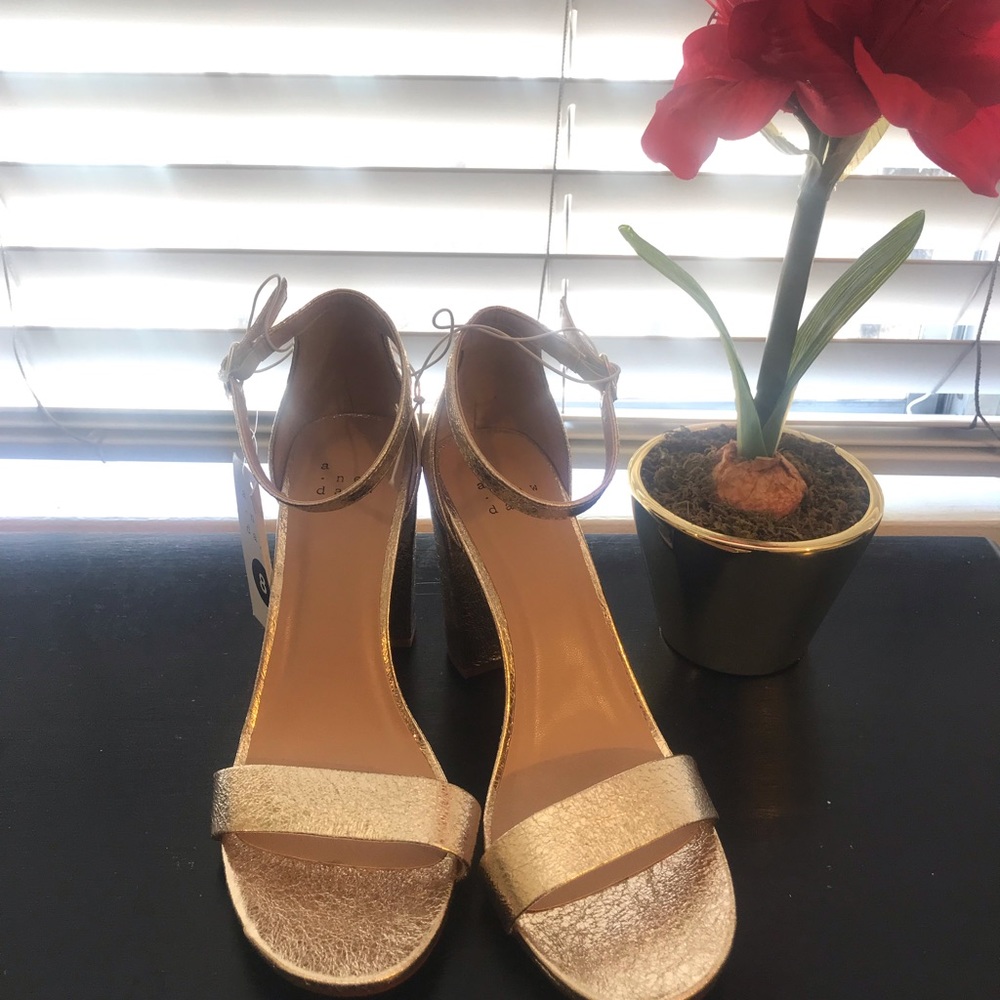 Brand new Gold chunky heel shoes